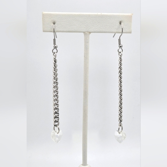 🟢3/$19🟢 Heart Chain Dangle Earrings Valentines Love Jewelry Minimalist - Picture 2 of 5